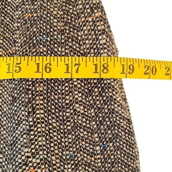 Oscar de la Renta Skirt Estilo Side Zip Gold Multicolor Fleck Tweed Lined SZ 8 - Picture 12 of 13